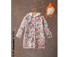 SHEIN Toddler Girls' Casual Daily Warm Fleece Lined Printed Hooded Jacket