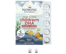 Nordic Naturals, Children's DHA, жевательные таблетки с ДГК, со вкусом тропических фруктов, 600 мг, 30 жевательных таблеток