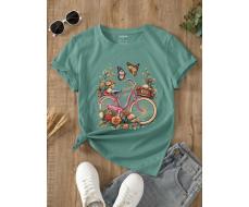 SHEIN LUNE Bicycle And Butterfly Print Tee SKU: sz2306086881136423