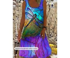 SHEIN LUNE Plus Size Women's Fashionable Ombre Dragonfly Designed Dress