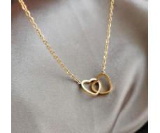 Минималистичное ожерелье в форме двойного Круга и Сердца Для женщин, Уникальный Кулон на цепочке у Ключицы
