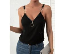 SHEIN Privé Chain Strap O-ring Zipper Front Cami Top SKU: sz2303163056337533