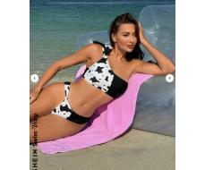 SHEIN Swim Vcay Ladies' One Shoulder Swimsuit With Cow Print, Swimming Suit Set Carnival SKU: sz2311133399442206