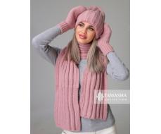 Комплект «Веста нью» (шапка+шарф+варежки) розовый