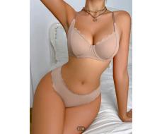 2pcs/Set Seamless Solid Color Everyday Lingerie Set