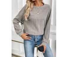 SHEIN LUNE Women's Round Neck Long Sleeve Simple Solid Color Casual Loose Comfortable Sweatshirt