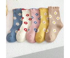 5 Pairs Children Lace Mid-Calf Socks, Assorted Colors, Baby Toddler Socks, Autumn Winter SKU: sk2401085121654670