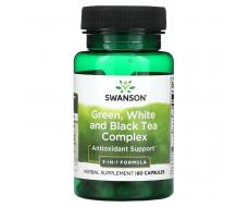 Swanson, Комплекс зеленого, белого и черного чая, 60 капсул