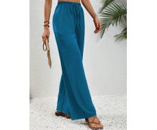 SHEIN LUNE Solid Color Straight-Leg Pants For Vacation And Leisure SKU: sz2404107873127928