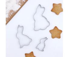Набор форм для вырезания печенья Доляна «Кролик», 3 шт, 5,5×8,5 см, 7,3×4,6 см, 4,8×2,6 см, цвет хромированный