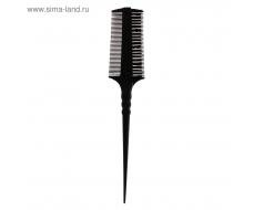 Расчёска-щётка двусторонняя с хвостиком, 3,5см, цвет чёрный