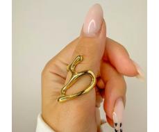 ПРИСТРОЙ!!!   Кольцо 1pc Fashionable Liquid Metal Style Irregular Geometric Shape Ring With Metallic Texture For Vacation, Party, Date, Gift And Daily Wear