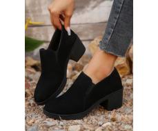 Women's Solid Color Thick Heel Short Boots Casual Black Non-Slip Comfortable Ankle Boots For Women SKU: sx2312184060626665 Trending - Old Money Aesthetic