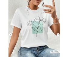 SHEIN Essnce Round Neck Floral Print Tee SKU: sz2304050576669762