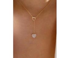1pc Simple Heart & Y-Shaped Adjustable Chain Sweater Necklace SKU: sW210303343319261