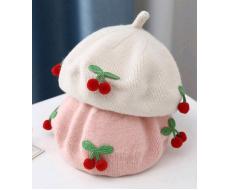 1 шт Cherry Fruit Beret Hat, Autumn Knitted Beanie, Children Party Photo Prop