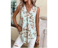 EMERY ROSE Floral Print V Neck Sleeveless Blouse SKU: sz2304269883577787