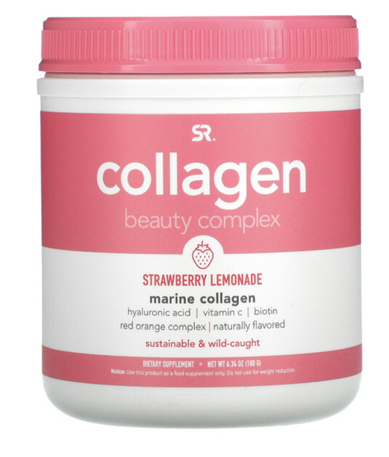 -20% комплекс Collagen Beauty, морской коллаген, клубничный лимонад, 180 г (6,34 унций)