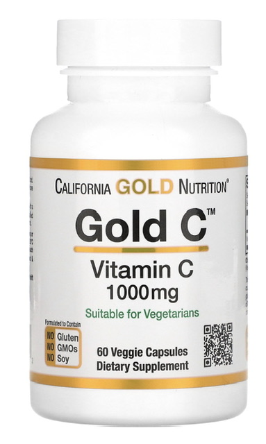 Gold С, витамин С класса USP, 1000 мг, 60 вегетарианских капсул