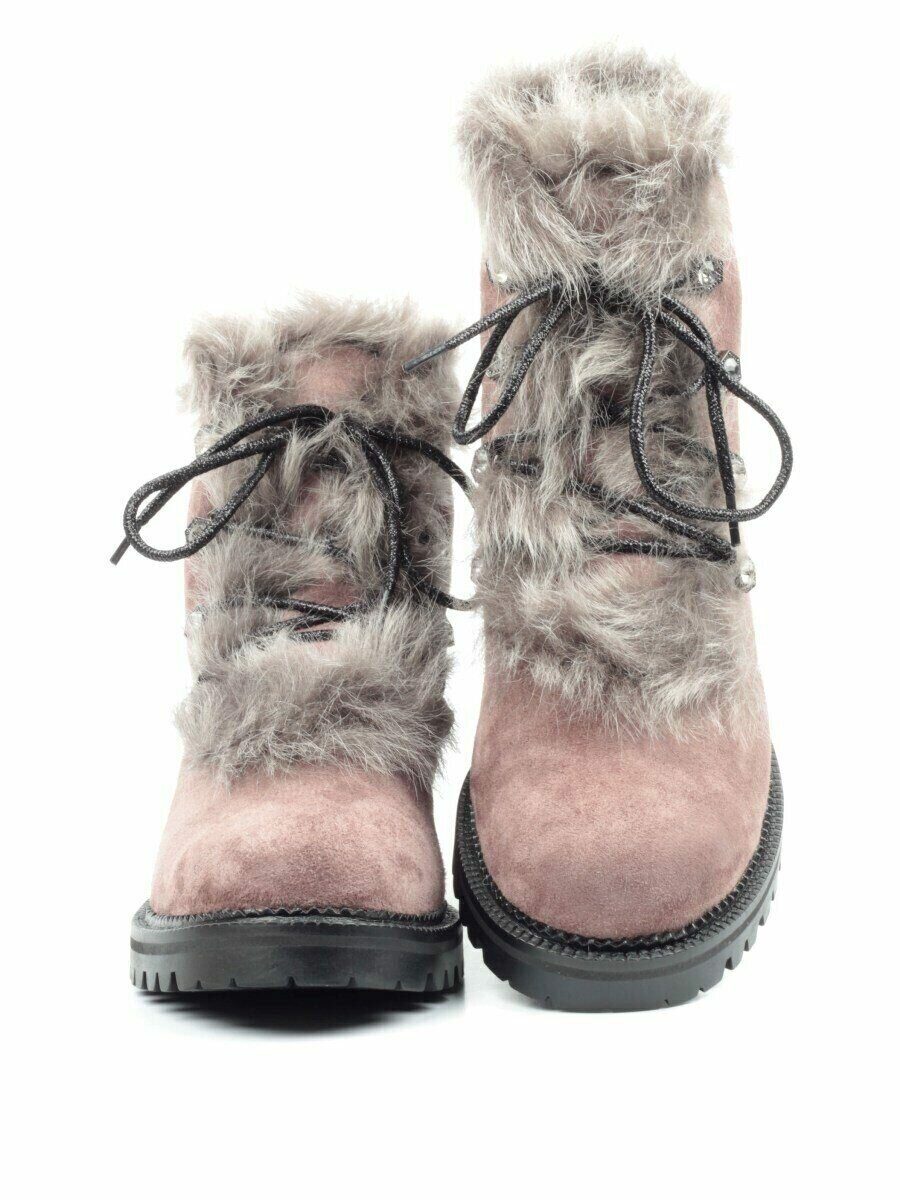 04-AH25-3 LT. BROWN Ботинки зимние женские (натуральная замша, натуральный мех)