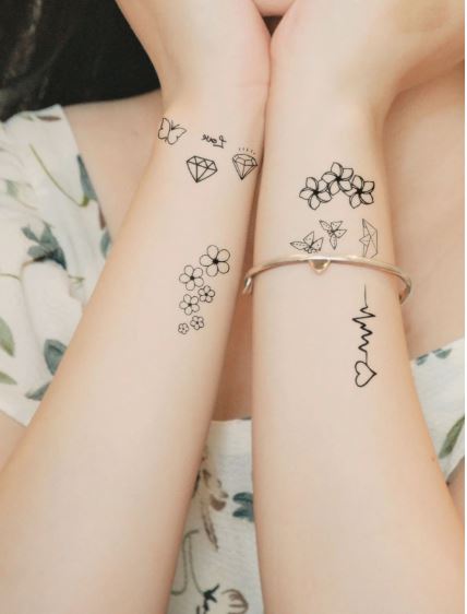 Наборы наклеек для татуировок, Временные татуировки в виде самолета и цветка на 2 листа для женщин, Микс наклеек для взрослых, Поддельные татуировки, которые выглядят настоящими, Для мужчин