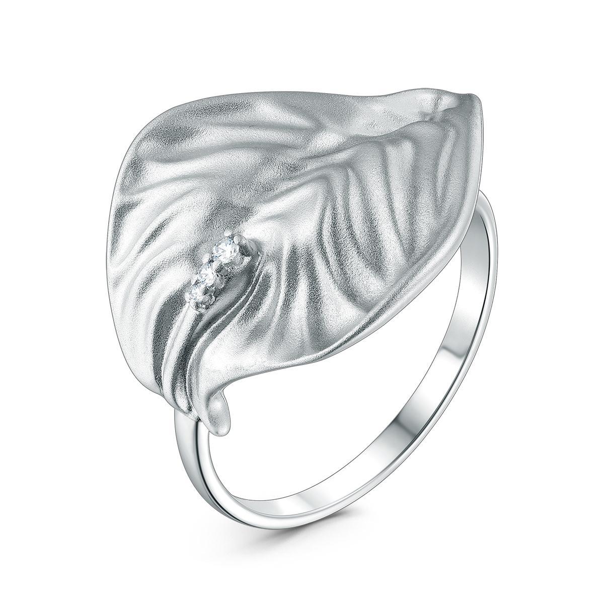 Кольцо из серебра с фианитами родированное к50264_001р