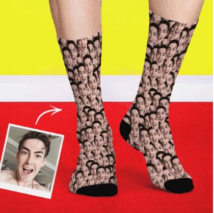 Носки для лица на заказ, персонализированные носки для лица с фото Индивидуальные забавные носки для экипажа, подарки для мужчин и женщин, индивидуальные рождественские подарки на День святого Валентина, подарки на день рождения для подруги, парня, ее, па