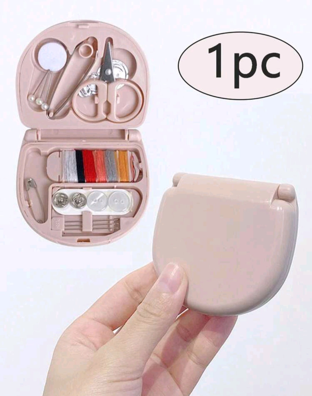 1 Set Portable Pink Mini Sewing Box Small Sewing Kit Multipurpose Sewing Tools Combo Set -- Foldable, DIY Sewing Supplies and Accessories for Travelers and Emergency Clothing Repairs!