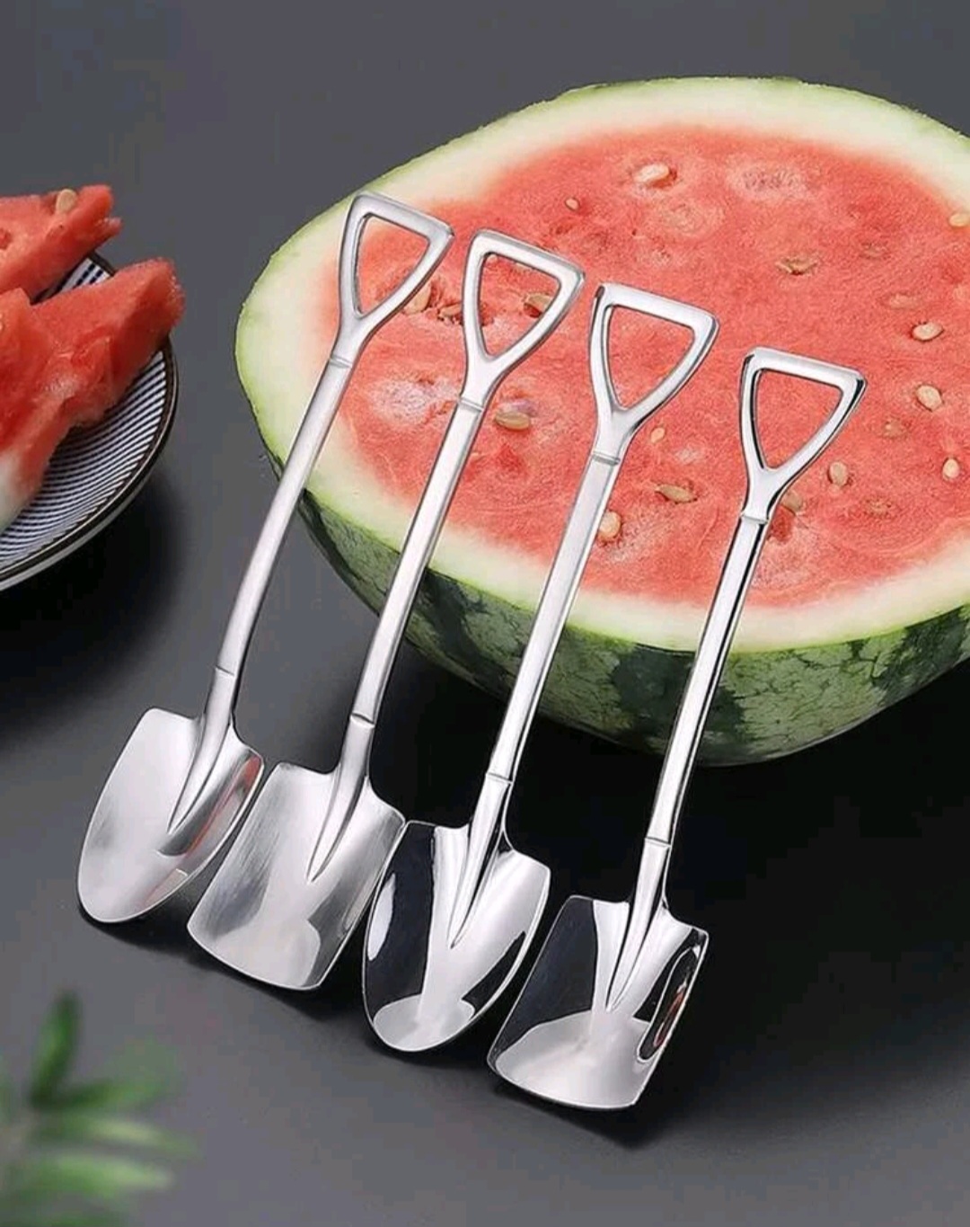 4 шт. pcs Dessert Couple Spoon, Shovel Spoon, Creative Cute Little Spoon, Stainless Steel Household Eating Watermelon Shovel Spoon
