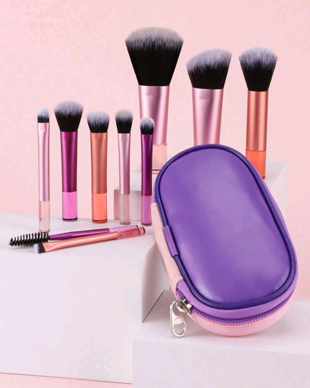 New Arrival 10pcs Mini Makeup Brushes Set With Bag, Including Powder Brush And Eyeshadow Brushes, Convenient For Travel