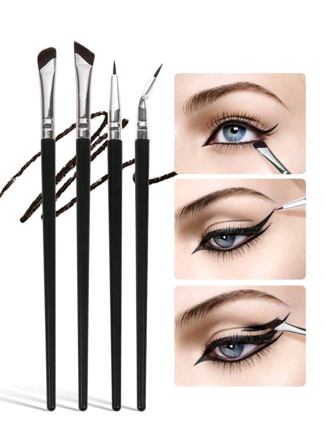 MAANGE 4pcs Professional Eye Makeup Brush Set,Eye Shadow Brush,Eyebrow Brush,Eyeliner Brush,Makeup Tools With Soft Fiber For Easy Carrying,Brush For Travel