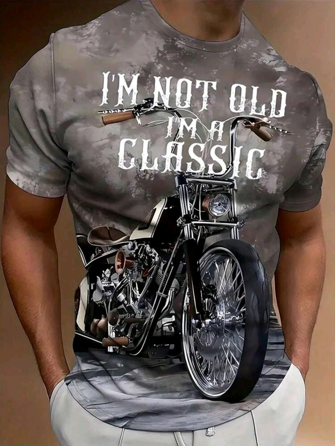 Men's Motorcycle Slogan Printed T-Shirt