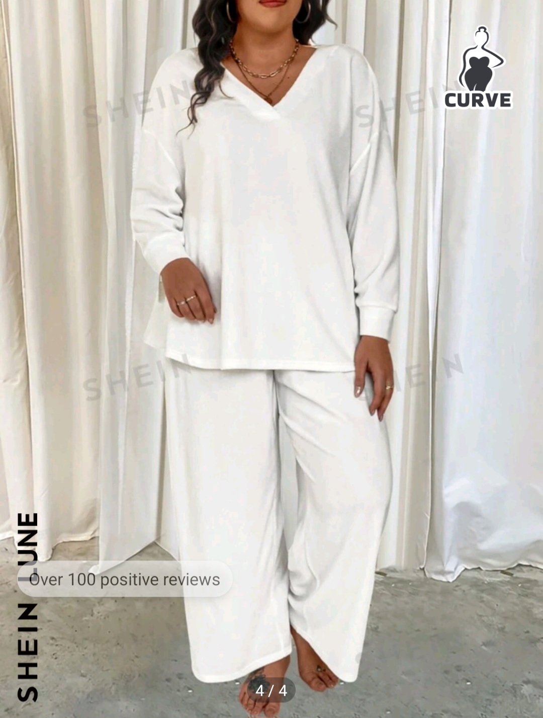 Плюшевый костюм SHEIN LUNE Plus Size Solid Color Plush Two-Piece Set