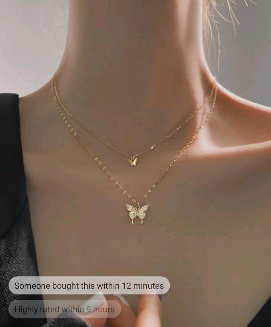 Колье 1pc Rhinestone Butterfly Double Layered Women's Necklace