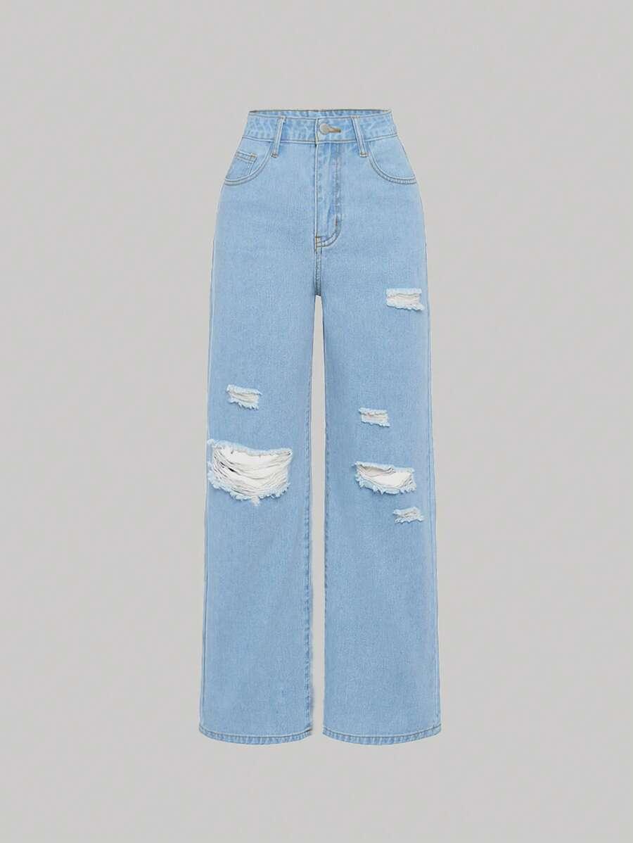 Широкие рваные джинсы для девочки-подростка SHEIN АРТИКУЛ: sk2304241504071473