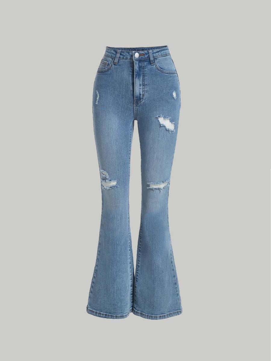 Рваные расклешенные джинсы SHEIN для девочек-подростков АРТИКУЛ: sk2211297992987289