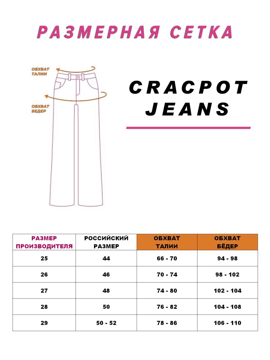 таблица размеров CRACPOT