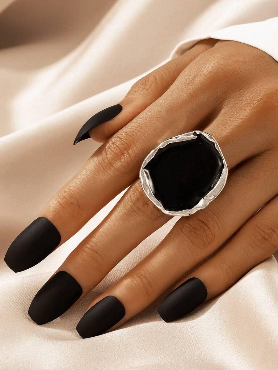 1шт Креативное минималистичное кольцо в форме эллипса из сплава неправильной формы с рисунком в виде масляных капель для женщин АРТИКУЛ: sj2303084933977858