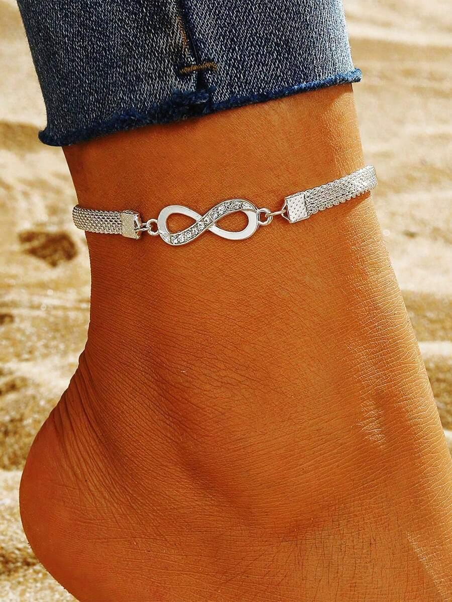 1pc Fashion Simple Infinity Symbol Anklet, Suitable For Vacation, Bohemian Or Casual Style, Daily Wear SKU: sj2402293263677677