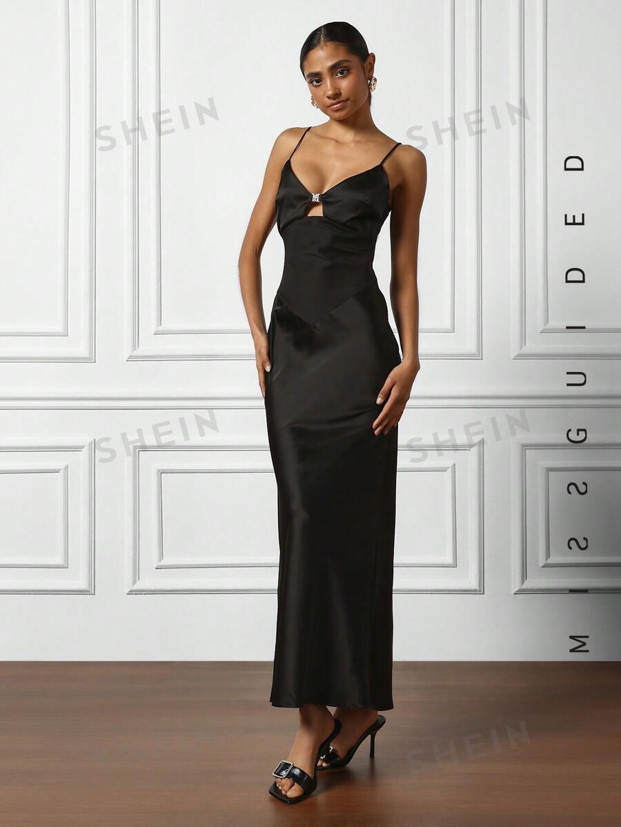 MISSGUIDED Satin Cut Out Detail Maxi Slip Dress SKU: sz2401030886871188