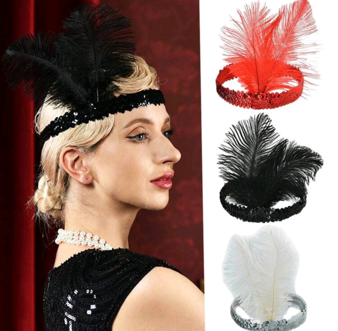 1 шт 1pc Women's 1920s Vintage Feather Headband Hair Accessory For Singles Party, Masquerade, Festival Party, Bridal Wedding Clothing Accessories