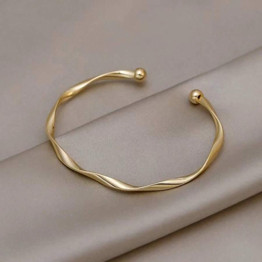 1pc Twisted Minimalist Fashion Bracelet With Premium Quality, Newly Launched Ins Style Women's Hand Ornament SKU: sj2401049013218686