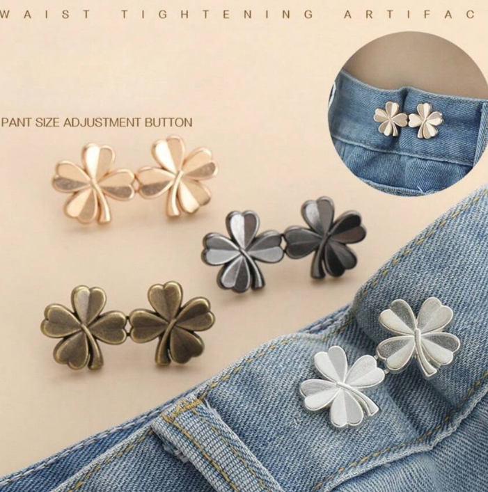 1шт Clover Waistband Button, No Sewing Needed, Detachable Waist Reducer For Jeans, Perfect For Adjusting Size & Fit SKU: sc2403234163405764