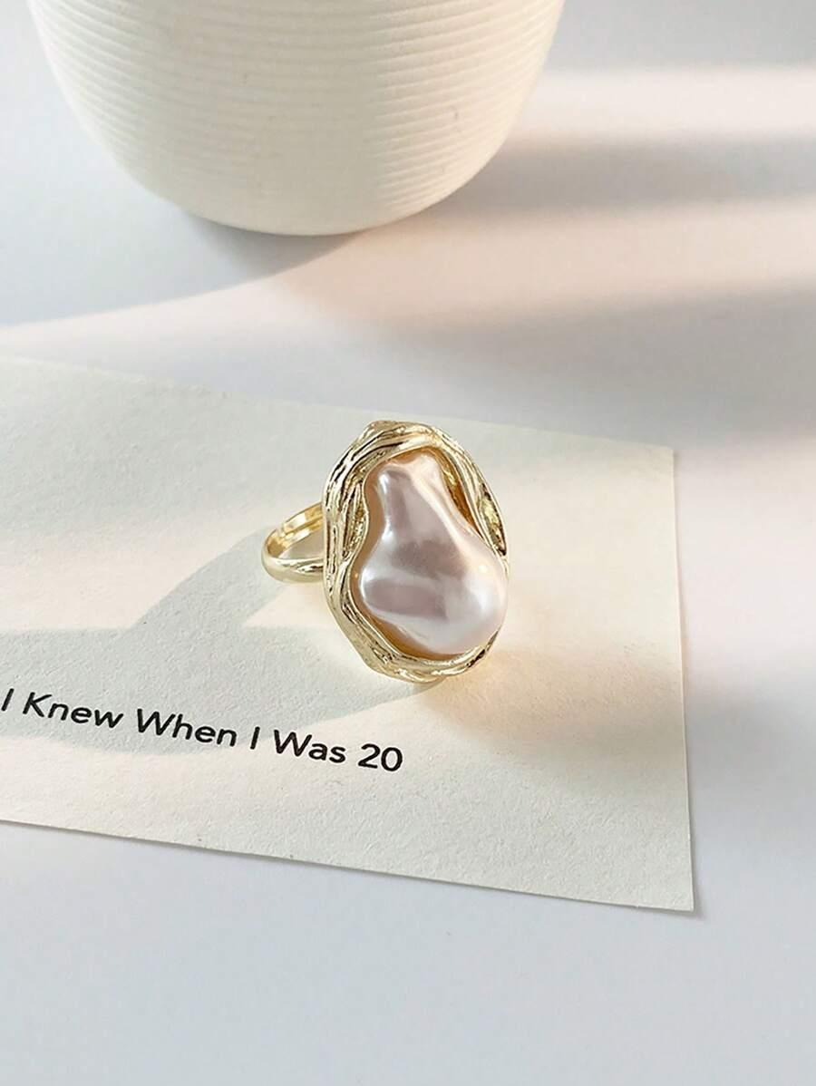 A Replica Baroque Pearl Ring Suitable For Women's Daily Wear, Attending Banquets/Parties, Traveling Photography, Birthday/Holiday Gifts, Music Festivals, And Other Occasions SKU: sj2403111171023474