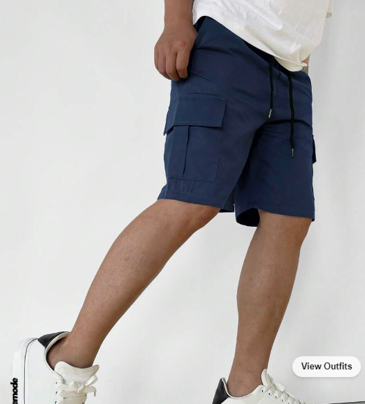 Manfinity Hypemode Men Flap Pocket Side Drawstring Waist Cargo Shorts SKU: sm2304216868439641