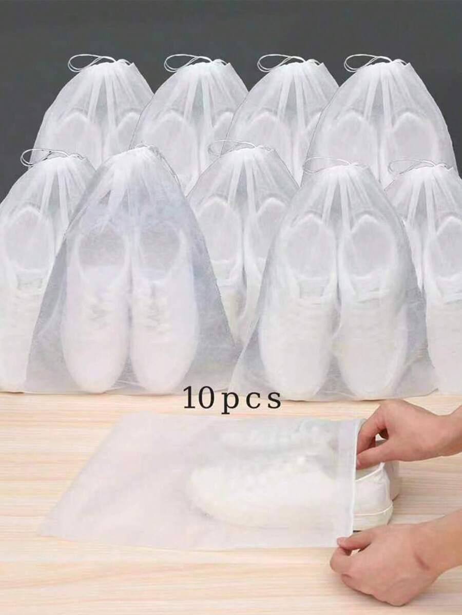 10 штук 10Pcs/Set Shoe Dust Covers Non-Woven Dustproof Drawstring Clear Storage Bag Travel Pouch Shoe Bags Drying Shoes Protect Shoes SKU: sg2404242077096726