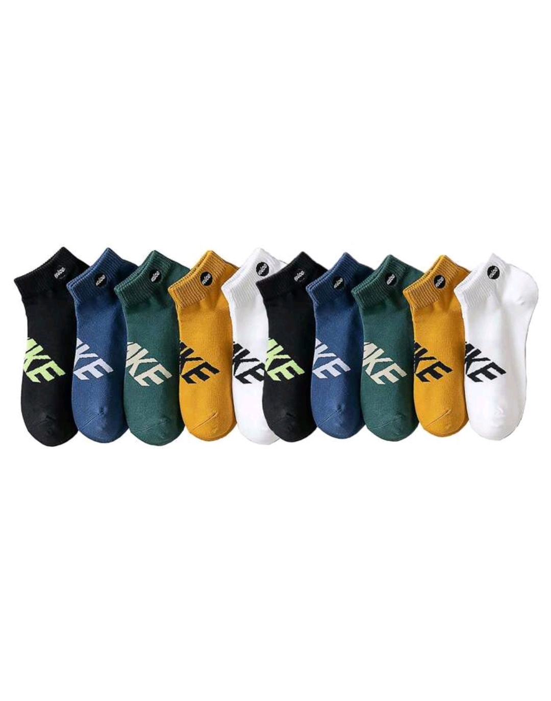 10 пар 10pairs/pack Men's Solid Color, Letter Detail, Simple & Breathable Ankle Socks With Embroidered Trim, Classic & Versatile Style For Daily Wear