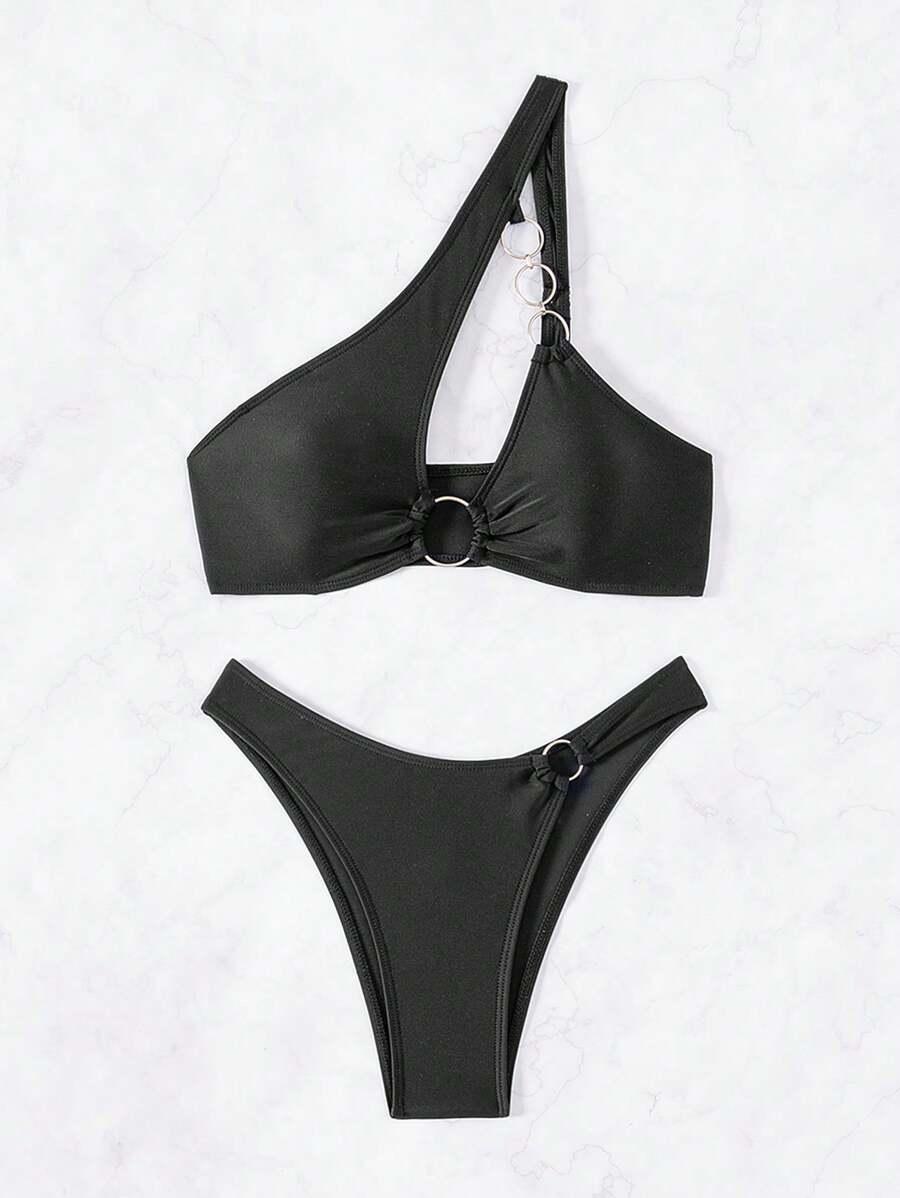 SHEIN Swim Asymmetrical Collar Ring Bikini Set Music Festival SKU: sz2311024413153347