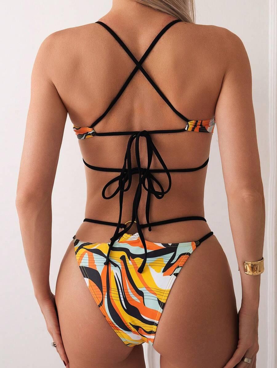 SHEIN Swim Women's Fashionable Summer Vacation Style Bikini Swimwear Set SKU: sz2403244945899762