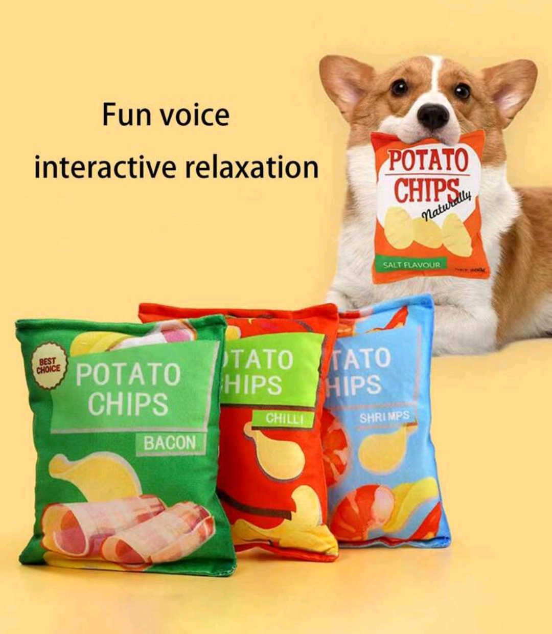 1 шт Хрустящая подушка для собак Plush Simulation Potato Chips Sound Squeaky Toy For Pet Dogs